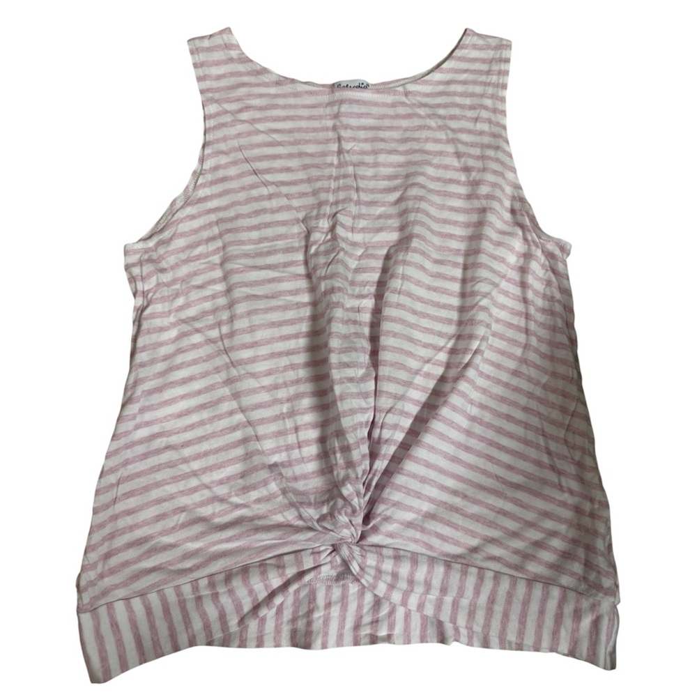Splendid Pink & White Striped Knot-Front Tank